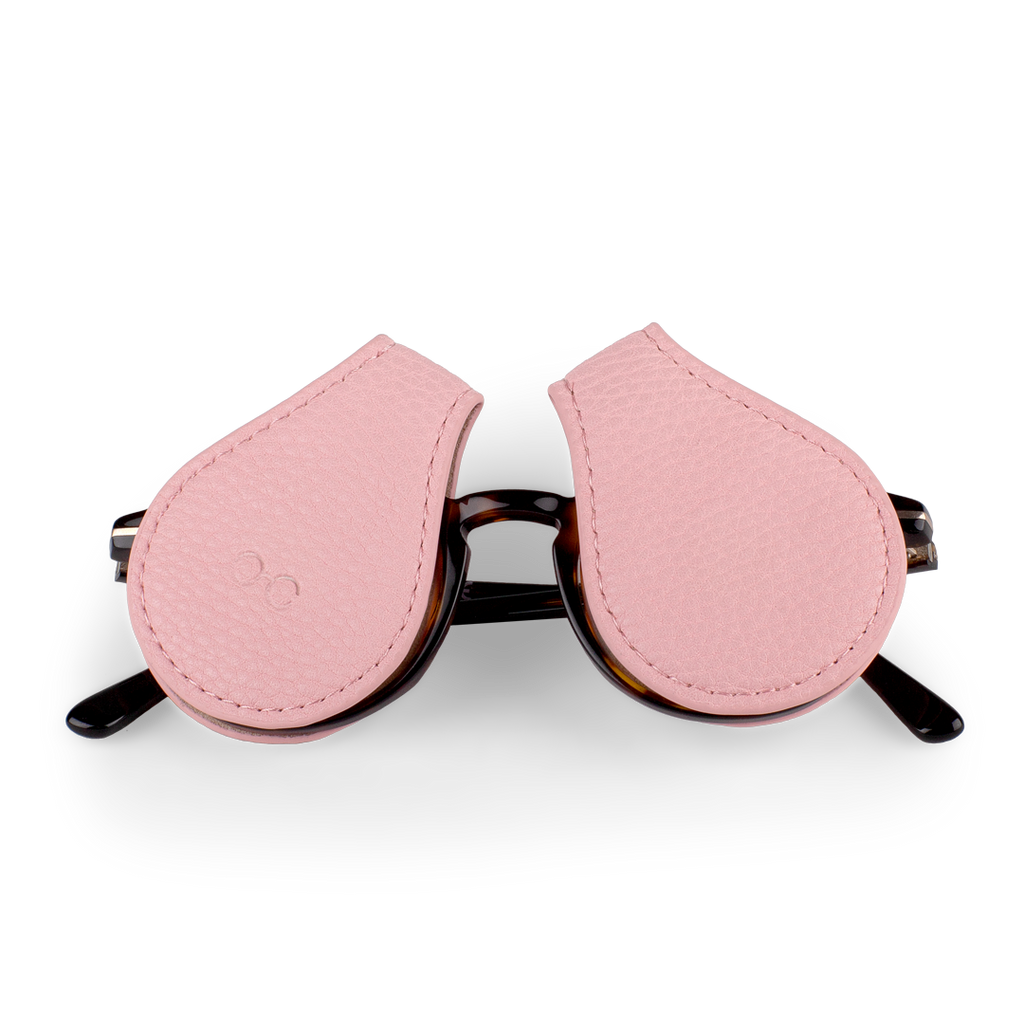 two pink lens protectors for your sunglasses that clip on to the lens