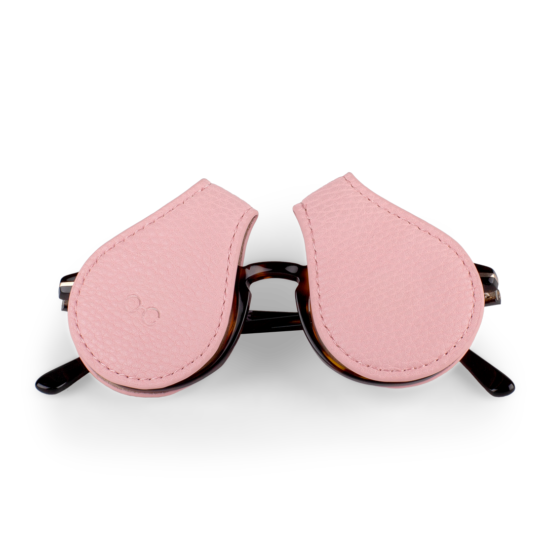 two pink lens protectors for your sunglasses that clip on to the lens